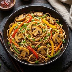 Mushroom Hakka Noodles